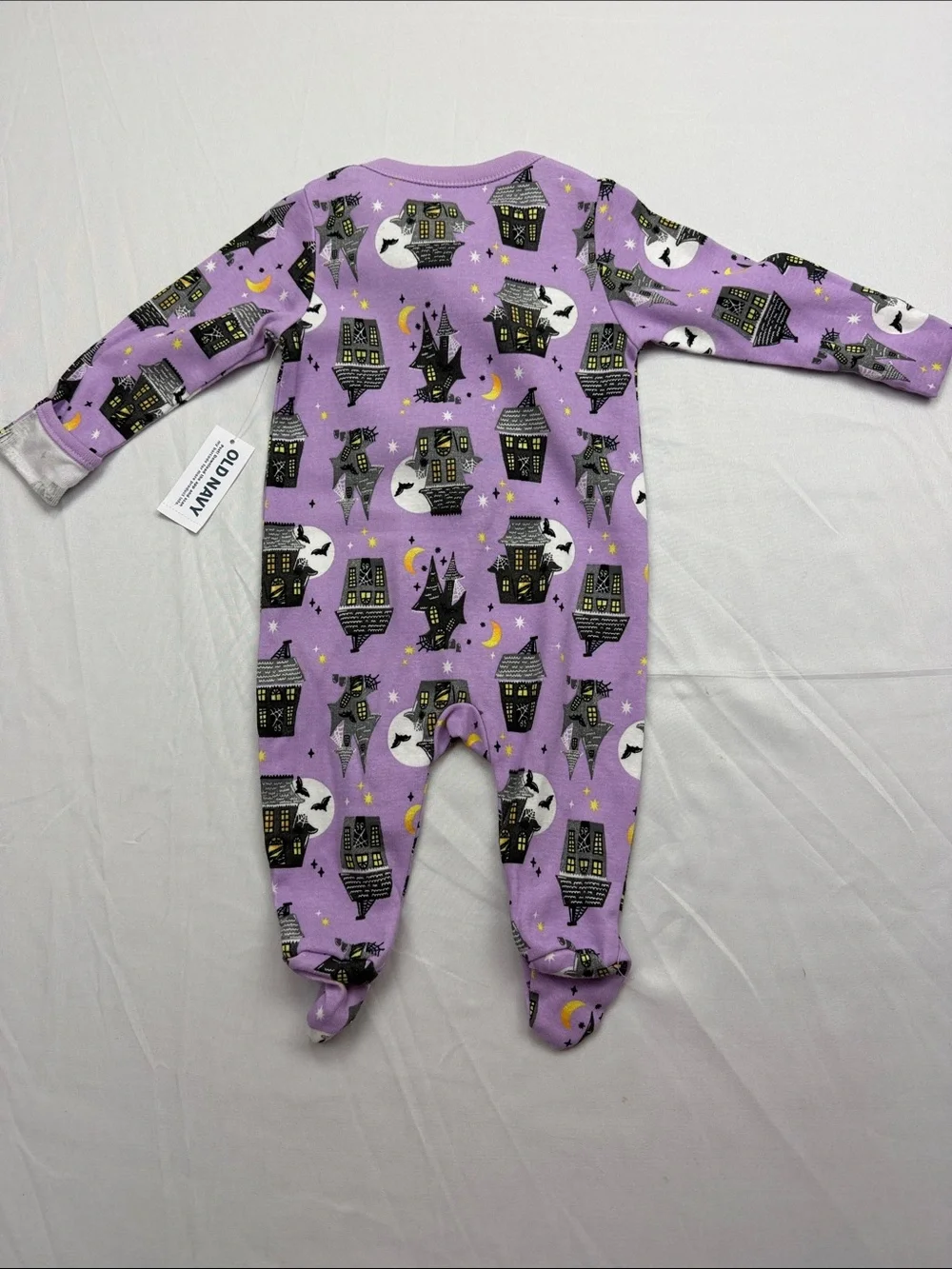 Old Navy Lavender Halloween Haunted House Footed One-Piece 2way zipper